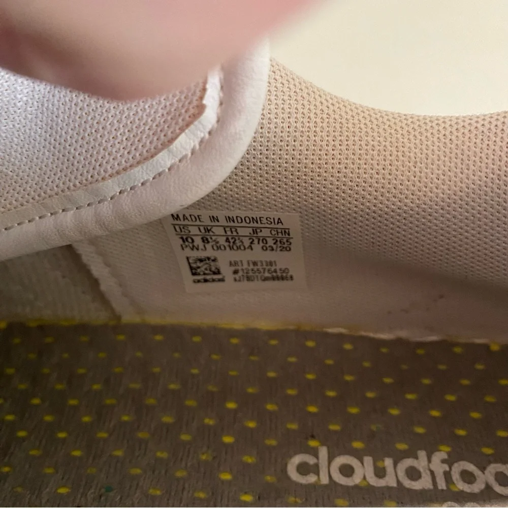 Adidas White and Yellow Cloudfoam Comfort Sneakers